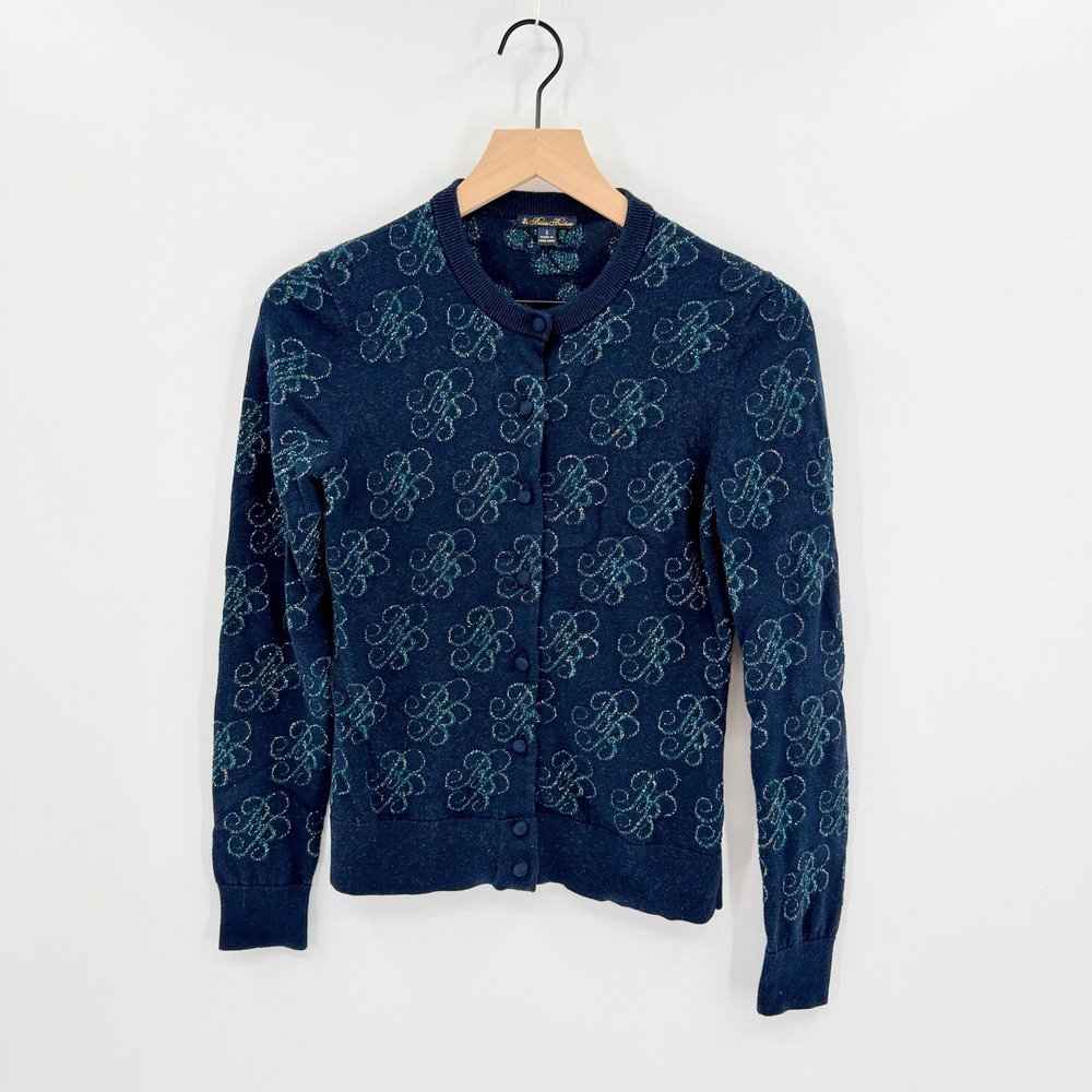 Brooks Brothers Cardigan S Metallic Monogram Preppy Old Money Quiet Luxury